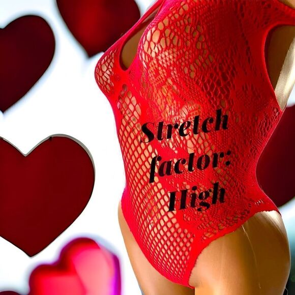 High-Stretch l OS l Strappy l Red Teddy Bodysuit l Intimate l Red or Black l New - Picture 4 of 9